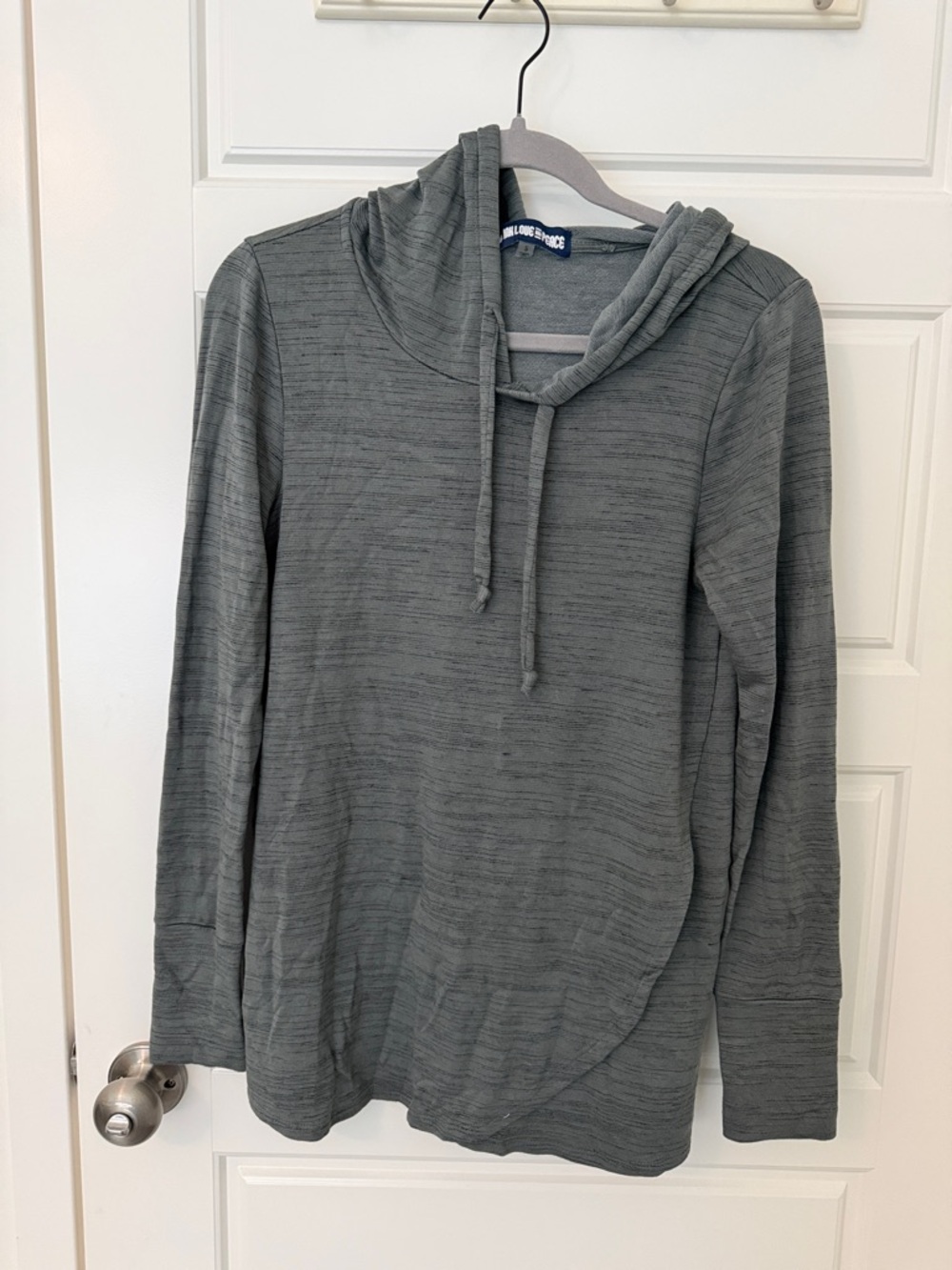 Gray/Green Lightweight Hooded Pullover nursing Sweater